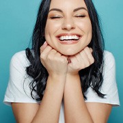 Lady shows off pretty smile
