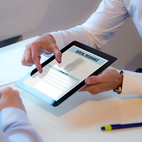 Dental insurance forms on tablet computer