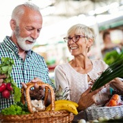 older couple shopping for healthy food  