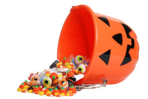 halloween bucket with candy