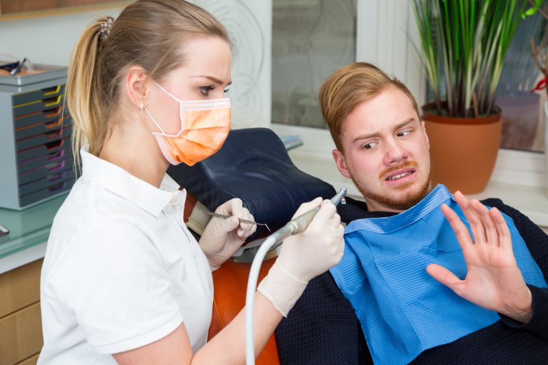 patient experiencing dental fear in Goode at the dentist