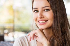 Smiling woman with attractive teeth